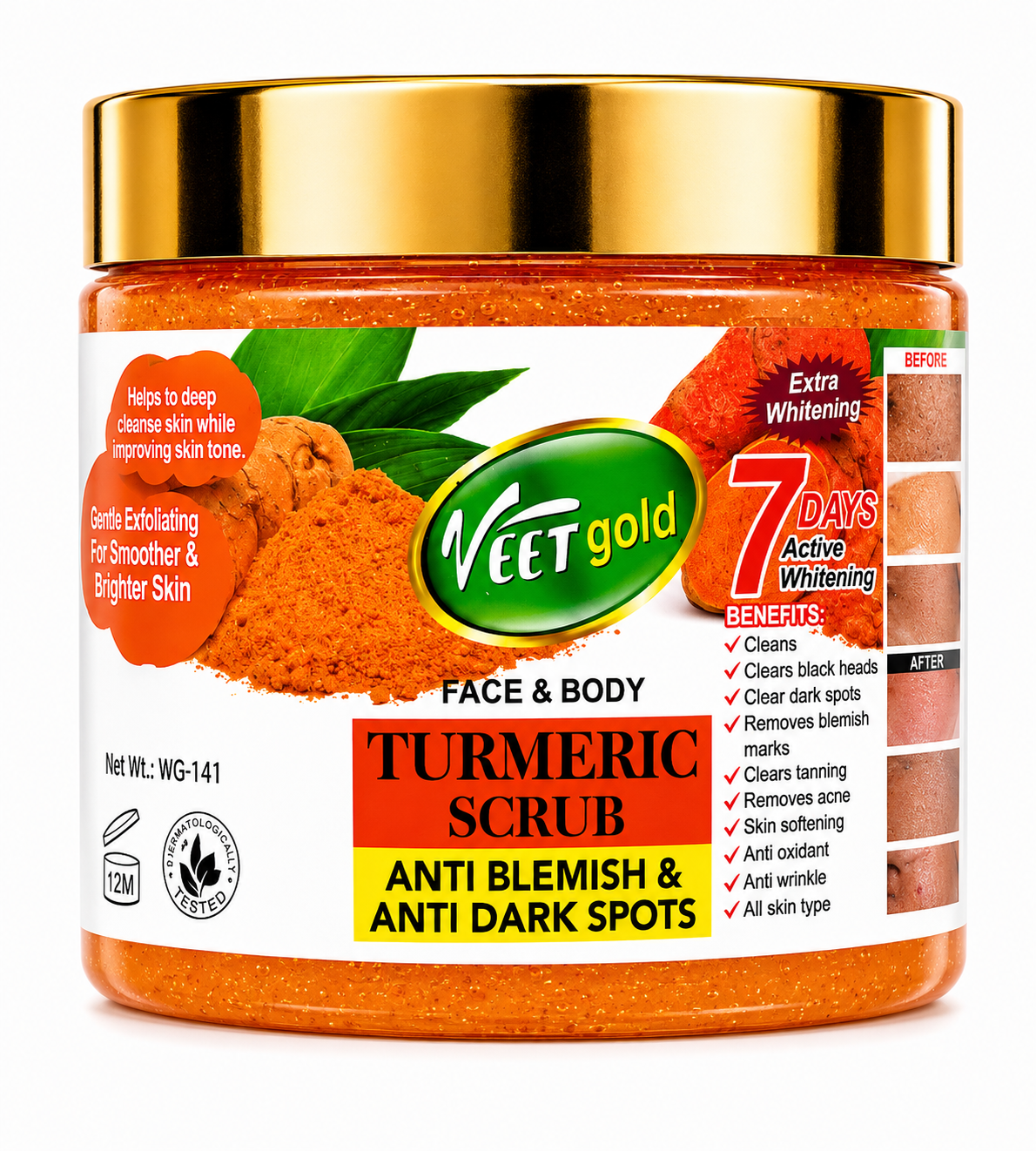 Veet Gold Face & Body Turmeric Scrub Anti Blemish & Anti Dark Spots