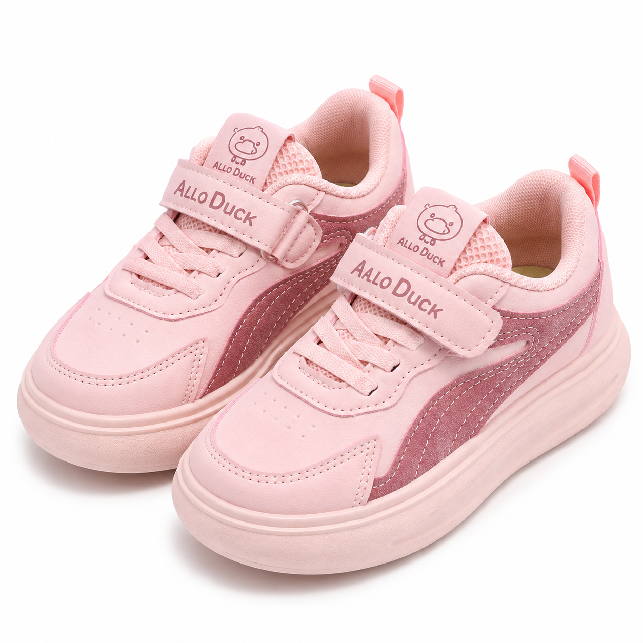 Girls Pink Hook & Loop Trainers  Cute Everyday Casual Sneakers