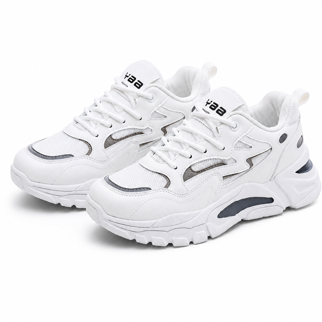 Unisex White & Grey Chunky Trainers – Retro Dad Sneakers