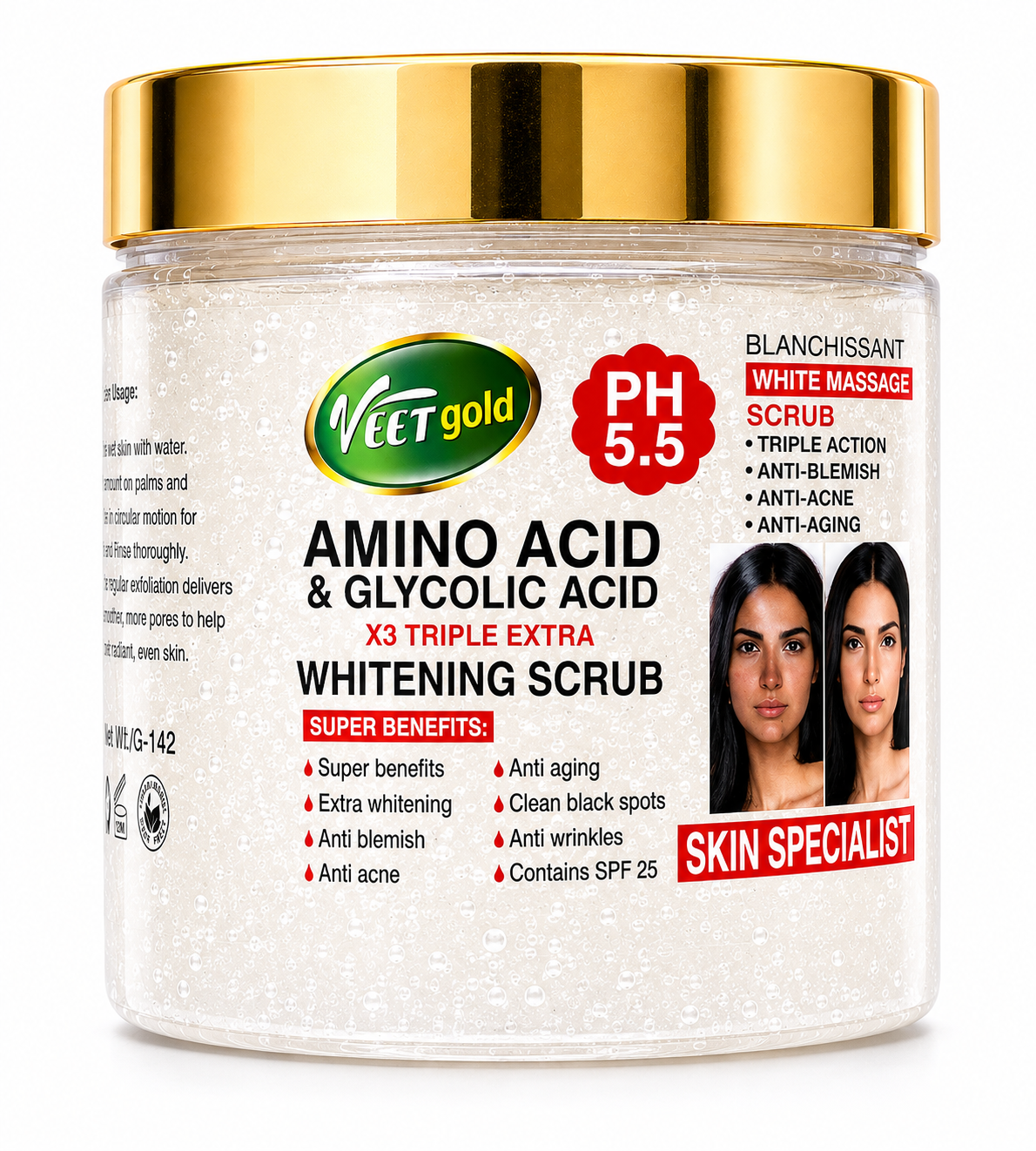Veet Gold Amino Acid & Glycolic Acid X3 Triple Extra Whitening Scrub