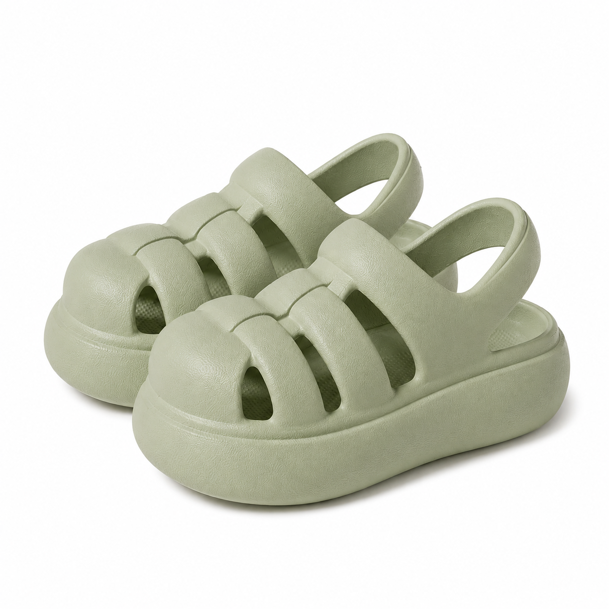 Kids Sage Green Chunky Closed-Toe Sandals  Lightweight Summer Clogs