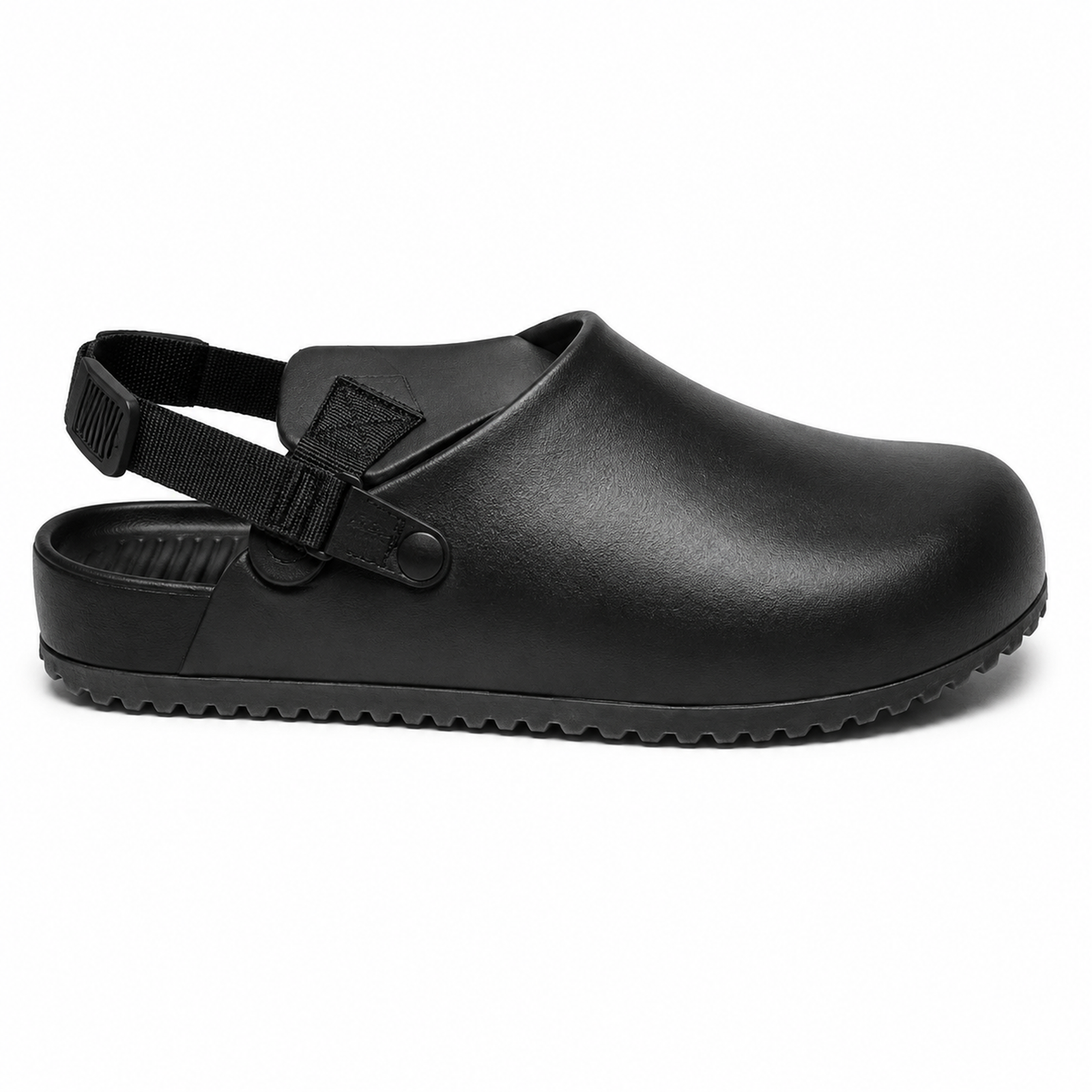 Unisex Black Closed-Toe Clog Sandals Adjustable Strap Slip-On Mules