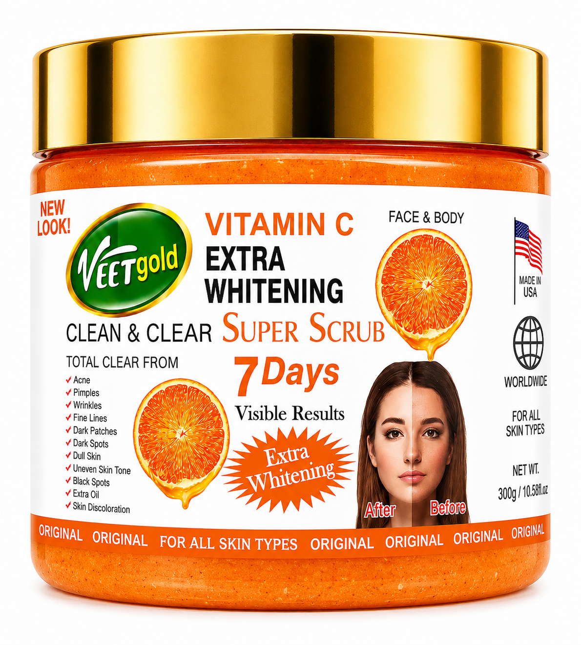 Veet Gold Vitamin C Extra Whitening Clean & Clear Super Scrub (Face & Body)