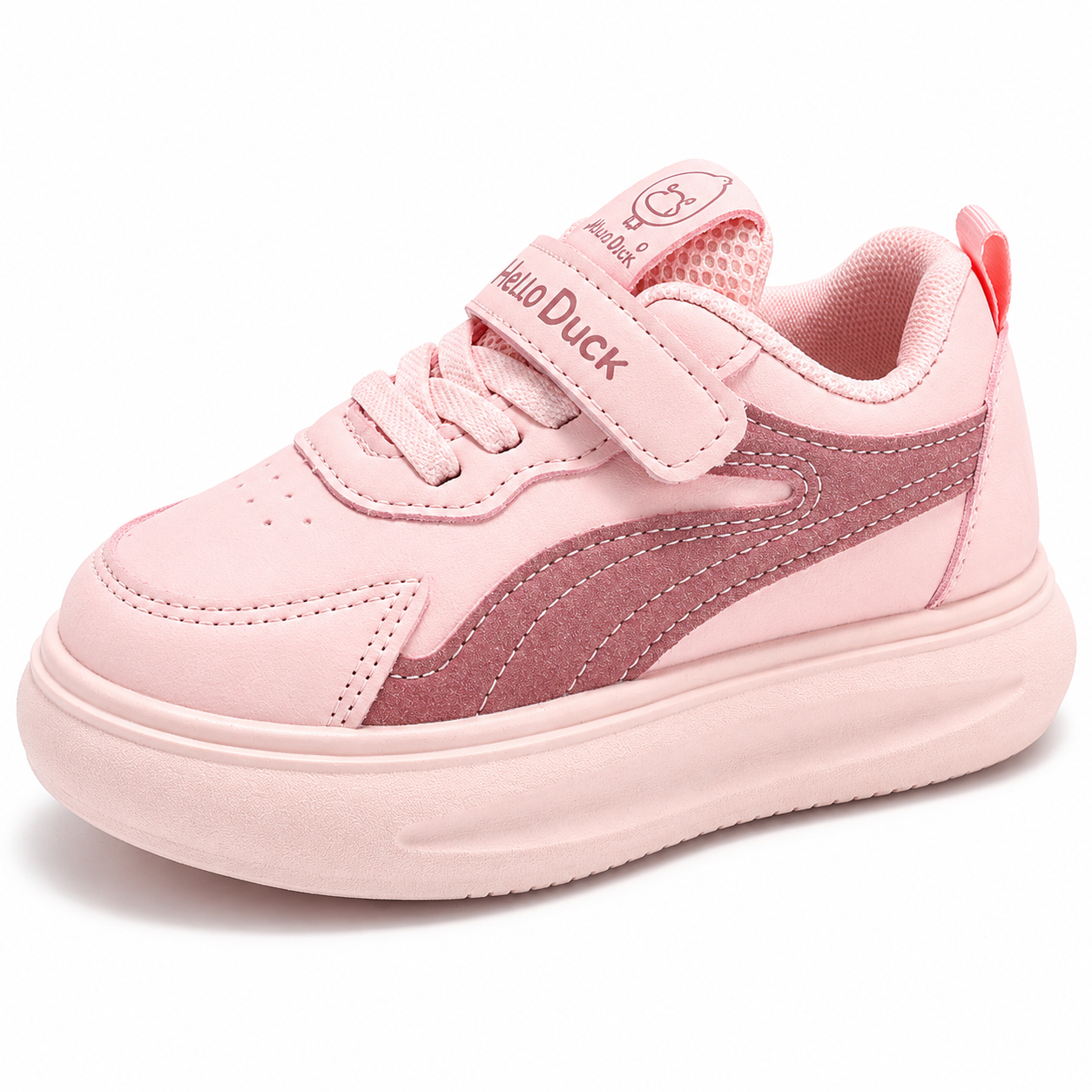 Girls Pink Hook & Loop Trainers  Cute Everyday Casual Sneakers