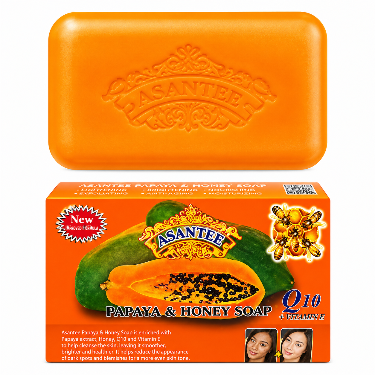 Asantee Papaya & Honey Soap with Q10 & Vitamin E