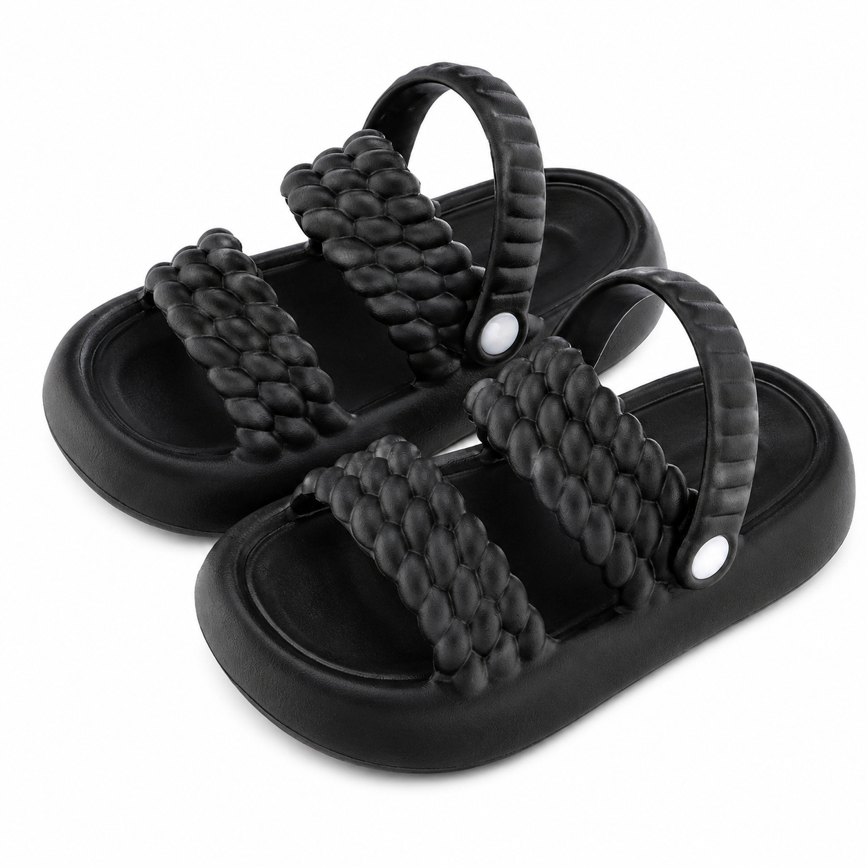 Girls Black Bow Slide Sandals  Red Polka Dot Summer Sliders